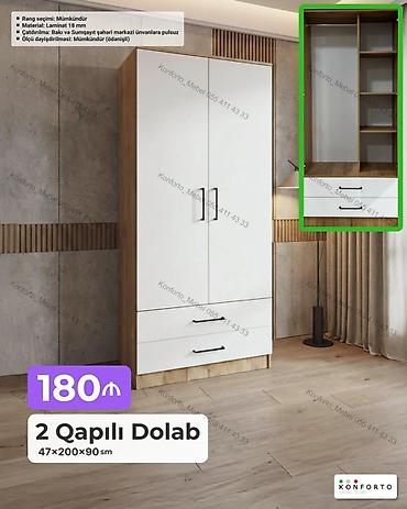 Mebel: 2 qapılı dolab – 47×200×90 sm - Material: 18 mm laminat - Rəng — 1