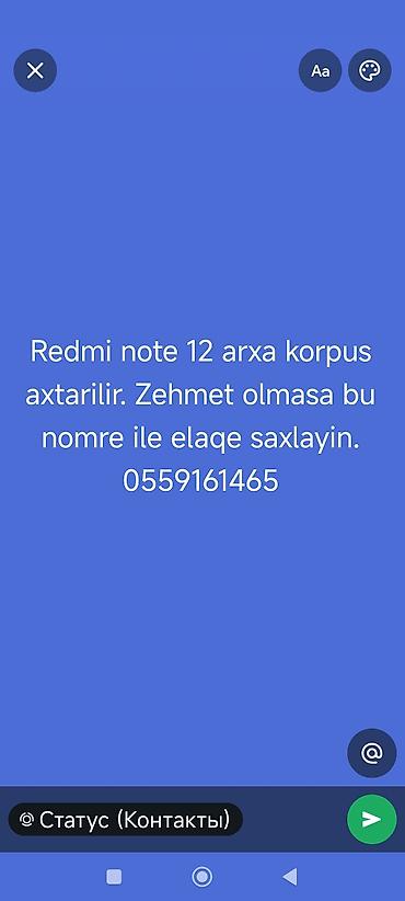 kontakt 15 pro: Məhsul: Redmi Note 12 üçün arxa korpus Təsvir: - Xiaomi Redmi Note 12 — 1