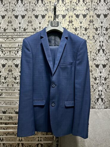мужской льняной костюм: Костюм 2XL (EU 44), 4XL (EU 48), цвет - Синий
