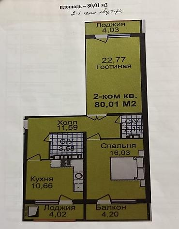 жк токио сити бишкек: 2 комнаты, 80 м², Технопарк Элитка, 1 этаж, ПСО (под самоотделку) — 2