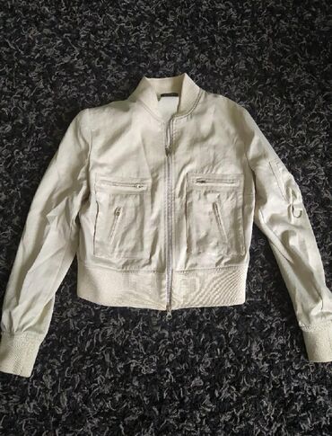 Bomber satin jacket, TE QUIERO, size M, beige gold, short bomber, new