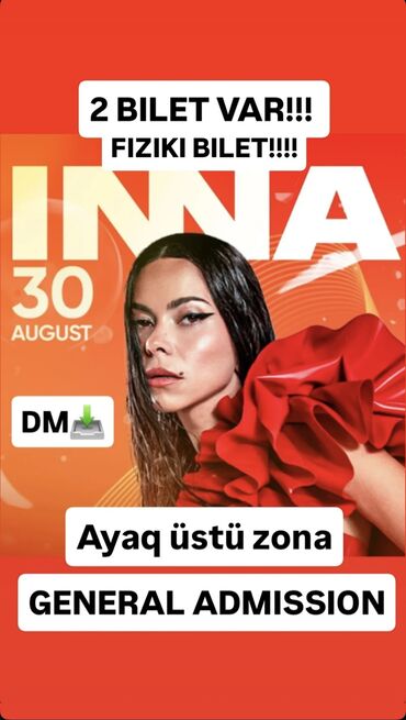 📍Sea breeze resort İnna konsertinə 2 ayaqüstü zona bilet, ən ucuz