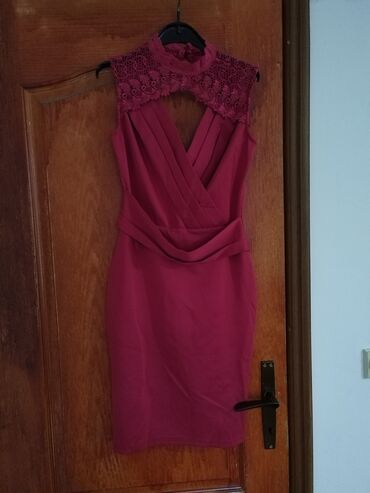 haljina broj iz italije deblji pamuk trikotaza: M (EU 38), bоја - Bordo, Drugi stil, Drugi tip rukava