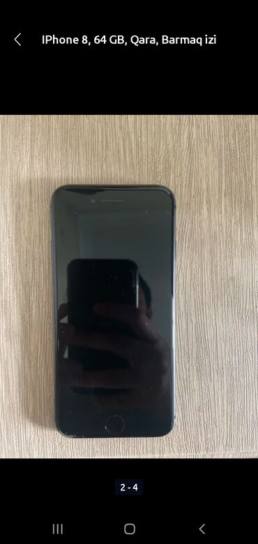 IPhone 8, 64 GB, Qara, Barmaq izi, Simsiz şarj, Face ID