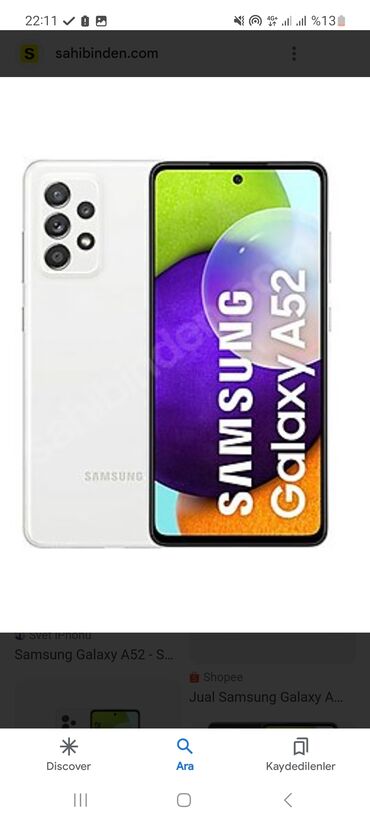 samsung b7722 duos: Samsung Galaxy A52, 128 GB, rəng - Ağ, İki sim kartlı