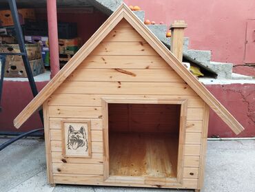 Yuvalar: Taxta it evi - Material: təbii ağacdan yığılma, iç və çöl səthləri — 8