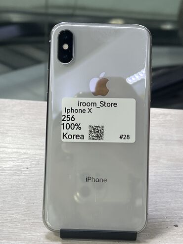 iphone x на запчасти: IPhone X, Колдонулган, 256 ГБ, Ак, Куту, 100 %