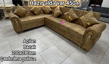 Sifarişlə mebel: Künc divan, Qonaq otağı üçün, Parça, Bazalı, Açılan, Kitab — 1
