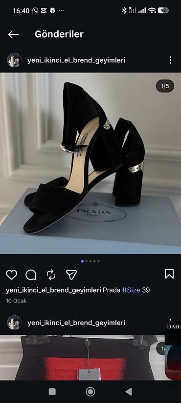 Basanoşka və səndəllər: Prada qadın sandaleti - Rəng: qara - Material: zərif süet üst hissə — 1