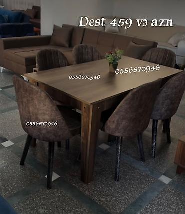 ders masa: Qonaq otağı üçün, Yeni, Açılmayan, Dördbucaq masa, 6 stul — 4