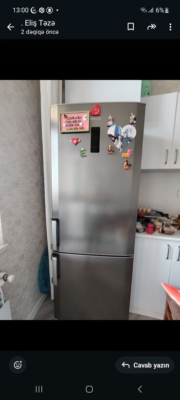 Plitələr və bişirmə panelləri: 2 qapılı Beko Soyuducu Satılır, rəng - Boz