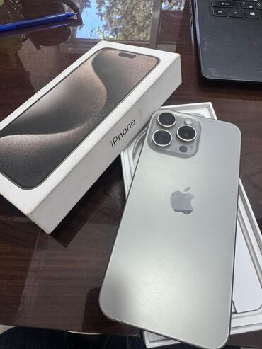 iphone 15 pro islenmis: IPhone 15 Pro Max, 256 GB, Natural Titanium, Face ID, Barmaq izi, Sənədlərlə