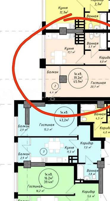 щербакова 50: 1 комната, 45 м², 12 этаж, ПСО (под самоотделку) — 1