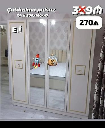 wkaf: Yeni, 3 qapılı, Güzgülü, Ağ, Taxta, Açılan, Düz dolab — 1