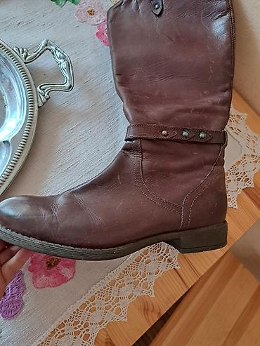Čizme: Kožne ženske čizme do kolena – braon, broj 37 - Materijal: spolja — 5