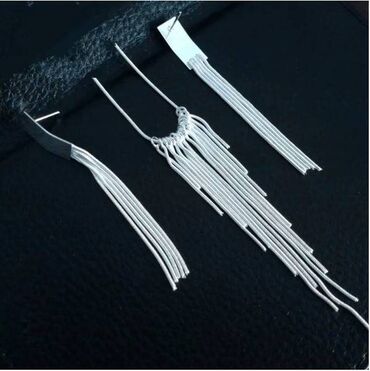 kratke cizmice na stiklu: Set: Earrings, Necklace, Material: Silver