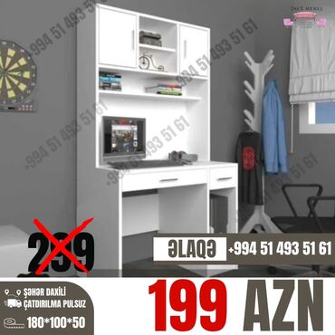 Uşaq masaları: Oğlan və qız üçün, Yeni, Siyirməli, Yazı masası, Stulsuz — 20