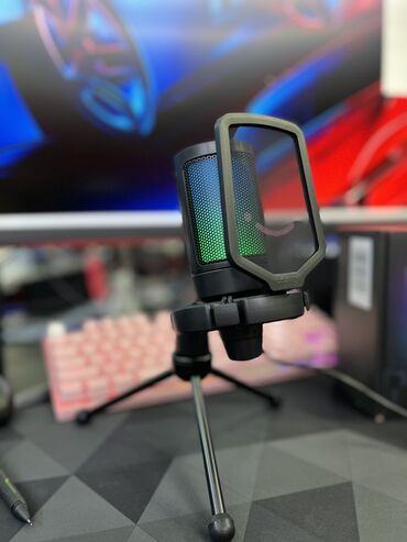 Студийные микрофоны: Конденсаторный микрофон fifine ampligame A6V RGB подсветка Сенсорные — 7