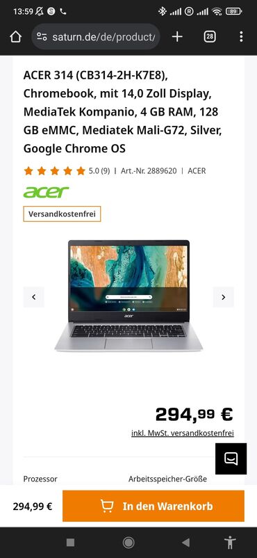 origimo opad 14: İşlənmiş Acer Chromebook, 14 ", < 128 GB, Pulsuz çatdırılma