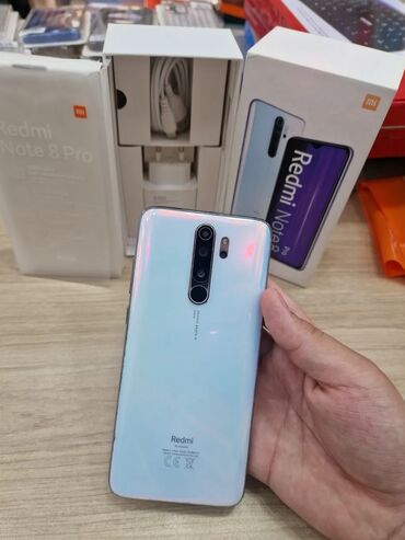 xiaomi not 8 qiymeti: Xiaomi Redmi Note 8 Pro, 64 GB, rəng - Ağ, 
 Simsiz şarj, İki sim kartlı, Sensor