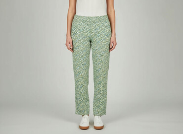 spodnie cyfrowa flora: Material trousers for women, size S