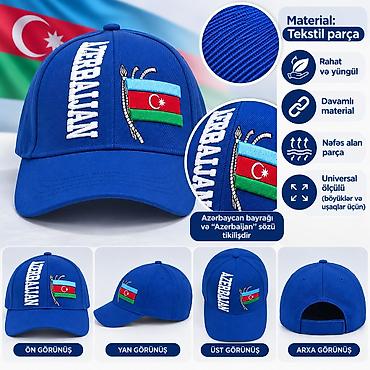 bas: Papaq Azerbaijan bayrağlı papaq – mavi rəng Material: tekstil parça — 3