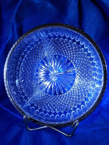 Kuhinjski setovi: Tanjir nov kristal,led kristalrucni rad sa posrebrenjem. 70te — 5