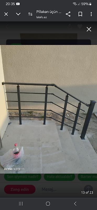 Metall pilləkən məhəccəri - Material: möhkəm metal konstruksiya -