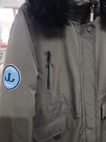 теплая верхняя одежда: Unisex qış parka gödəkçə - Rəng: zeytun-yaşıl - Kapüşon: iri, kənarı — 3