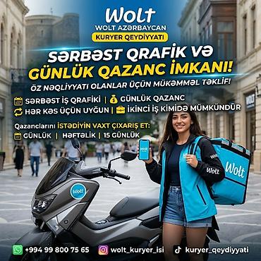 ucuz taksi: Moto-kuryer tələb olunur, Gündəlik ödəniş, Təcrübəsiz — 1