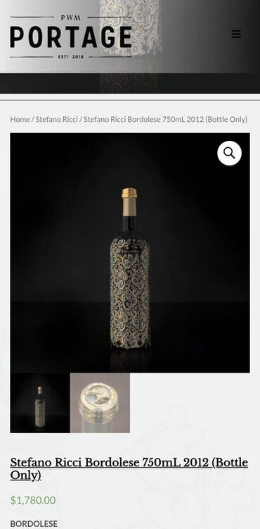 qapi dekorlari: Stefano Ricci Bordolese 750 mL 2012 (yalnız butulka) - Həcm: 750 mL -