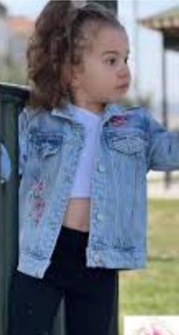 Qız uşaqları üçün cins gödəkçə - Model: Açıq mavi, yüngül yuyulmuş
