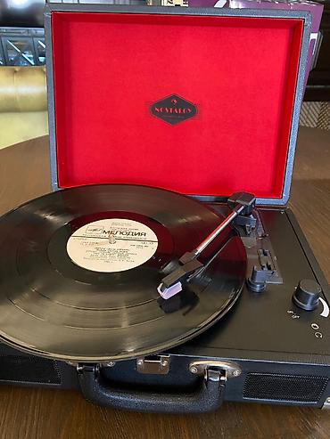 modern talking: Vinil plastin pleyeri/qramafon AUNA PeggySue qara rəngdə, portativ — 8