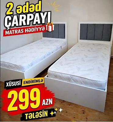 ucuz taxt kravat: İki ədəd tək çarpayı dəsti — matras hədiyyə - Rəng: ağ korpus — 1