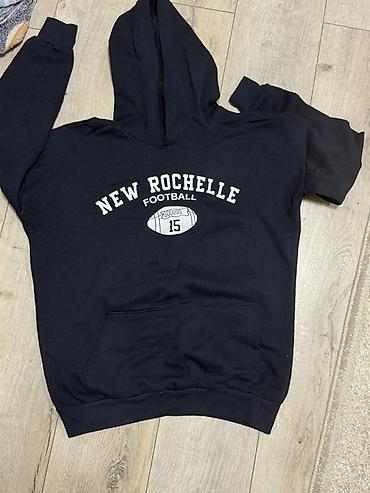 15 sadə: Goy kapüşonlu sweatshirt – “NEW ROCHELLE FOOTBALL” printi ilə - Rəng — 1