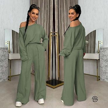 pull: Komplet široke pantalone i duks sa oborenim ramenom. - Kvalitetan — 3