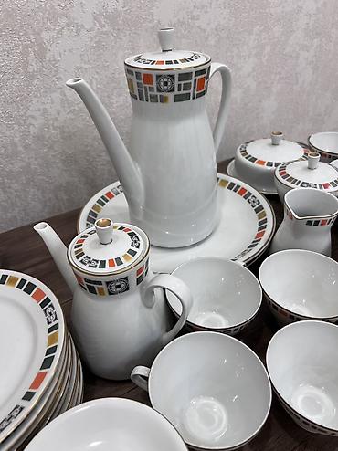 Qab-qacaq və mətbəx ləvazimatları: Çay dəsti, rəng - Ağ, Farfor, 12 nəfərlik, Almaniya — 1