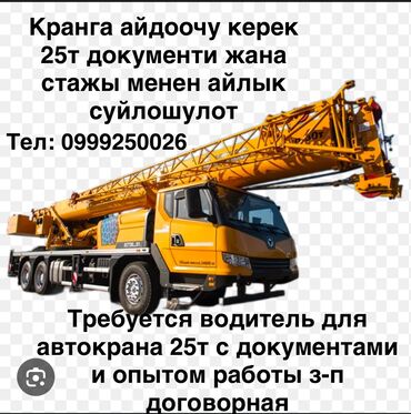 Другие специальности: На постоянную работу требуется водитель автокрана с опытом работы Xcmg