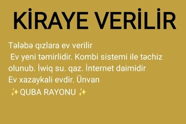 baksol yolunda kiraye evler: 5 kv. m, 1 otaqlı, İnternet, Qaz, İşıq