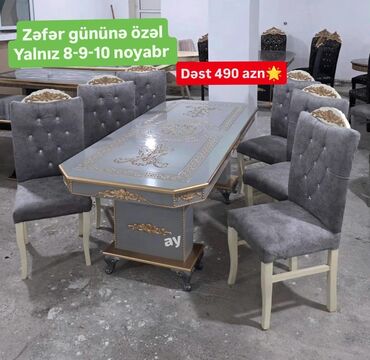 Dolablar: Qonaq otağı üçün, Açılmayan, Dördbucaq masa, 6 stul