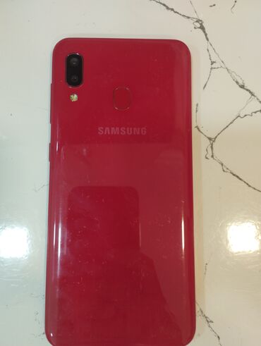 komputer samsung: Samsung A20, 32 ГБ, цвет - Красный, Отпечаток пальца