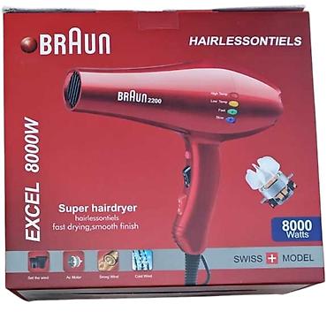 braun saç feni: №: 6316 Məhsulun adı: Fen Braun 2200W Red Brend: Braun Kateqoriya — 1