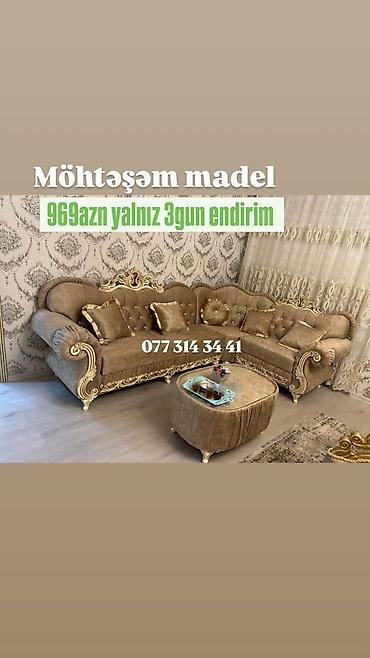 Divan və masa dəstləri: Möhtəşəm model klassik üslubda künc divan dəsti. Xüsusiyyətlər: - — 1