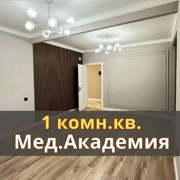1 комнатная квартира без мебели: 1 бөлмө, 46 кв. м, Элитка, 4 кабат, Евроремонт