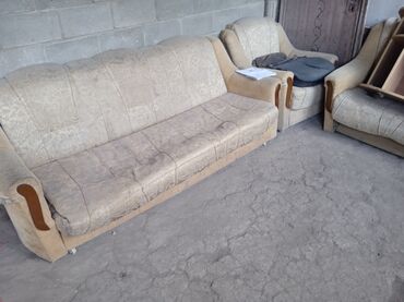 мебел баткен: Түз диван, түсү - Сары, Колдонулган
