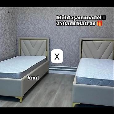 Möhtəşəm model tək nəfərlik çarpayı - Başlıq hissəsi V naxışlı