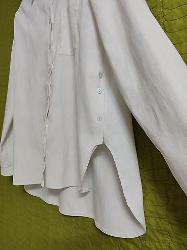 Рубашки: Белая рубашка-оверсайз из плотного хлопка, все рубашки почти новые — 4