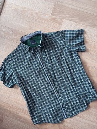 sorts i kosulja: Shirt Short sleeves, L (EU 52), color - Green, Cotton