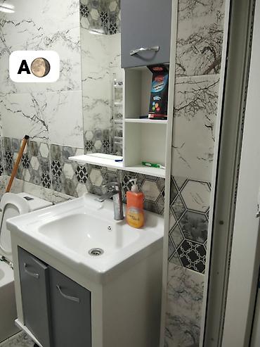 hamam xoncasi: Vanna otağı üçün lavabo mebeli dəsti - Komplekt: şkaflı lavabo (alt — 1