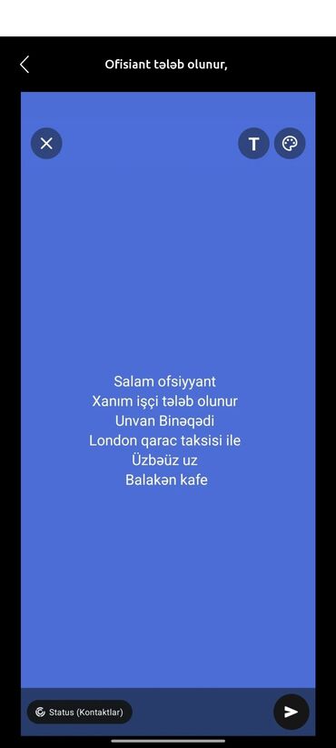 Ofisiantlar: Ofisiant tələb olunur, Kafe, Aylıq ödəniş, İstənilən yaş, 1 ildən az təcrübə